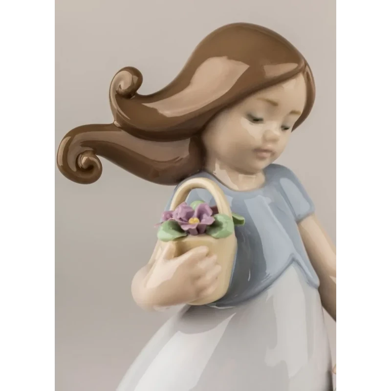 Lladró - Little Violet Girl Sculpture - Porcelain