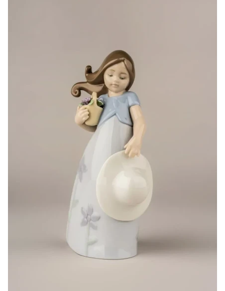 Lladró - Little Violet Girl Sculpture - Porcelain