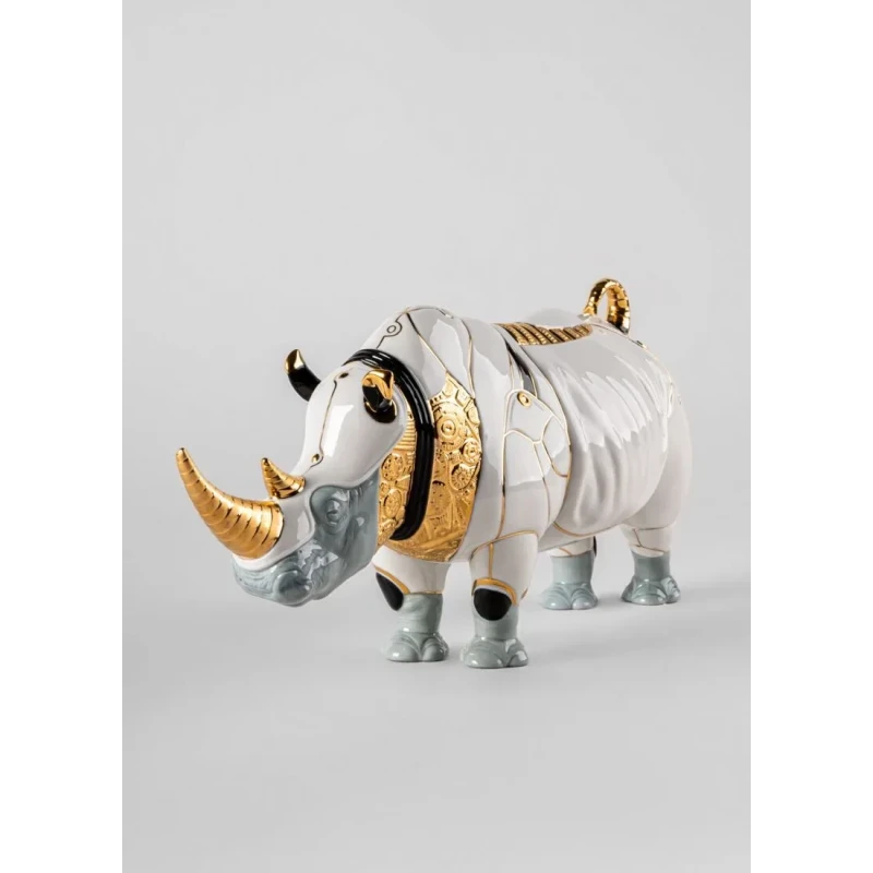 Lladró - Cyborg Rhino Sculpture - Porcelain