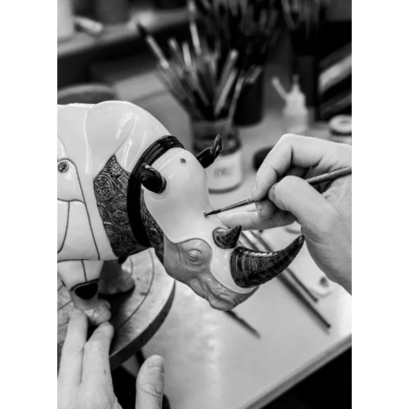 Lladró - Cyborg Rhino Sculpture - Porcelain
