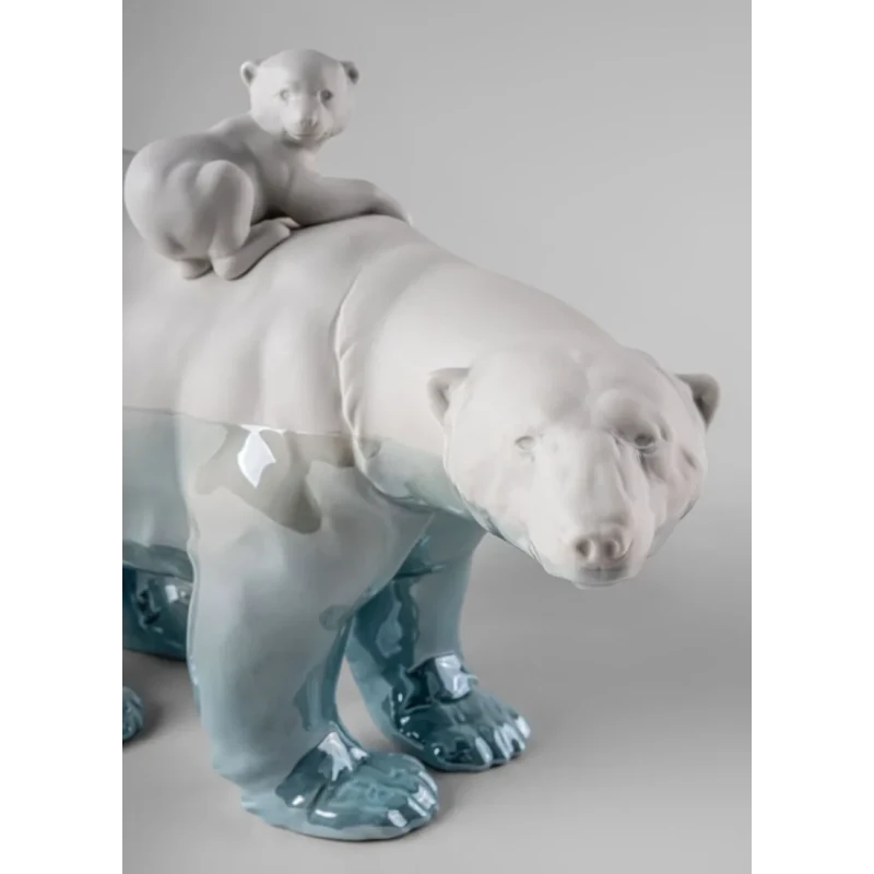 Lladró - Mother Bear and Her Cubs Sculpture - Underwater