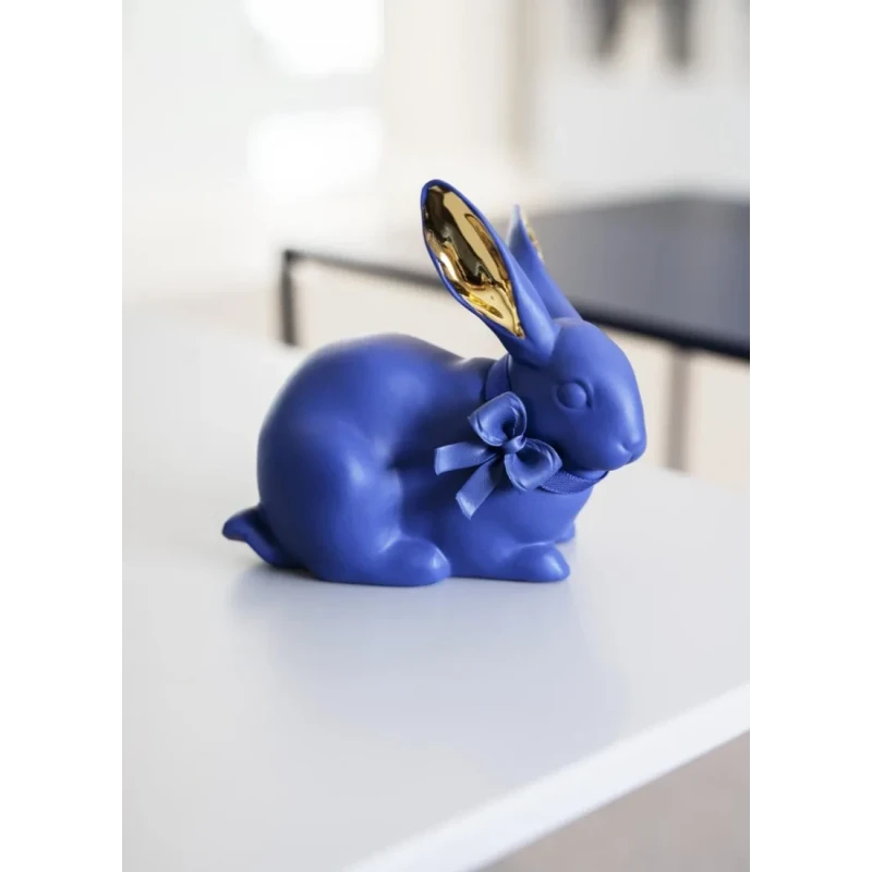 Lladró - Rabbit Sculpture - Blue / Gold
