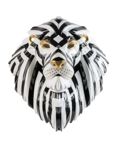 Lladró - Lion Mask Sculpture - Black Gold