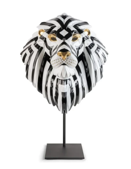 Lladró - Scultura Maschera di Leone - Nero Oro