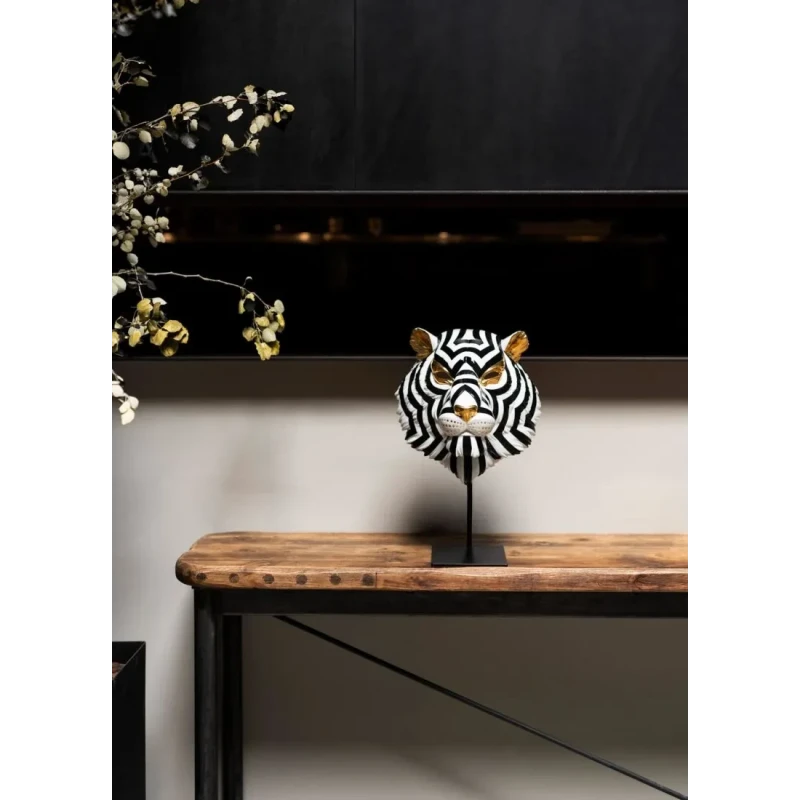 Lladró - Tiger Mask Sculpture - Black Gold