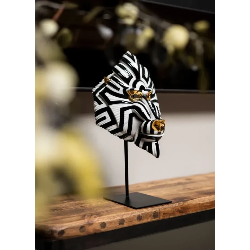 Lladró - Mandrill Mask Sculpture - Black Gold