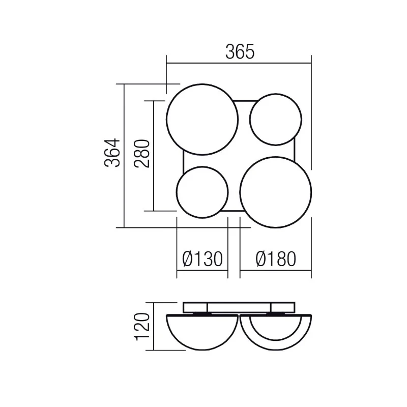Redo Group - Lumien Wall/Ceiling Lamp - Matte Black