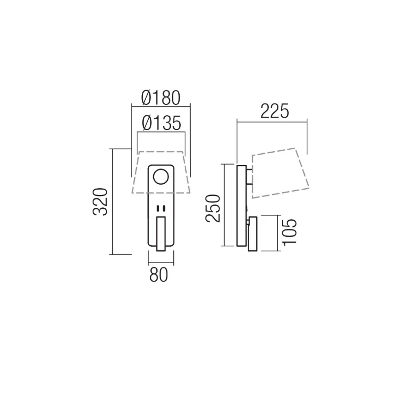 Redo Group - Nemia Lampada da Parete con Led e Presa USB - Nero Opaco