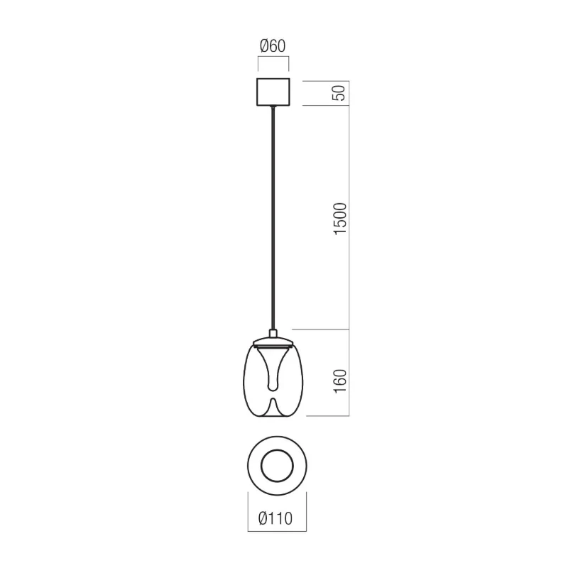 Redo Group - Drop Pendant Lamp - Crome / Transparent
