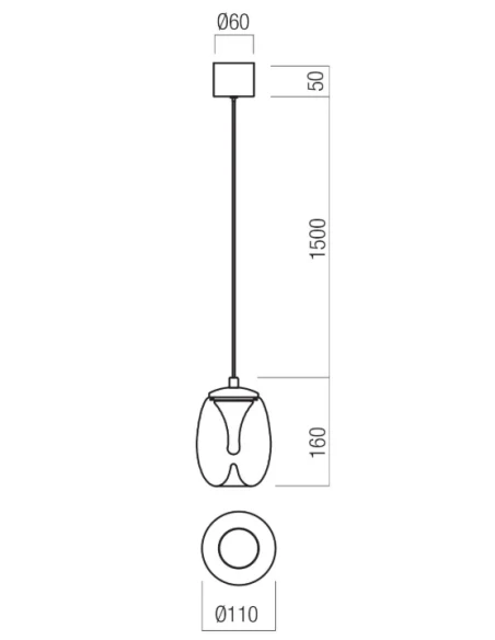 Redo Group - Drop Pendant Lamp - Crome / Transparent