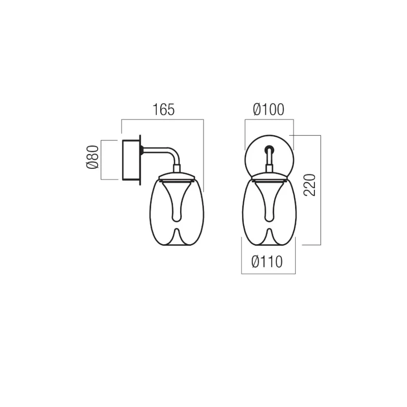 Redo Group - Drop Wall Lamp - Crome / Transparent