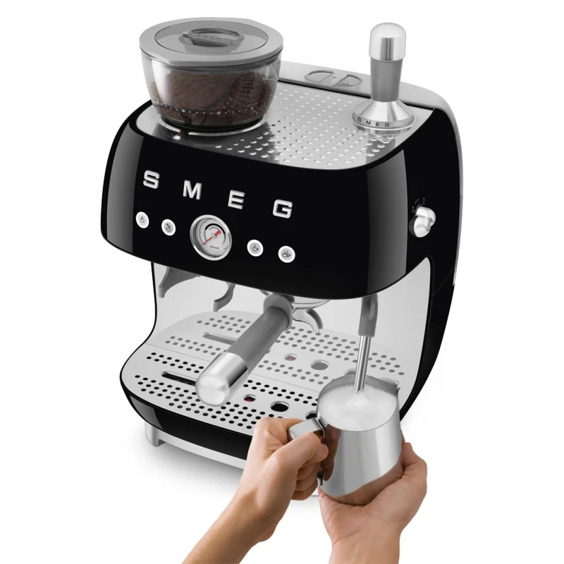 Smeg - Manual Espresso Machine with Grinder - Black