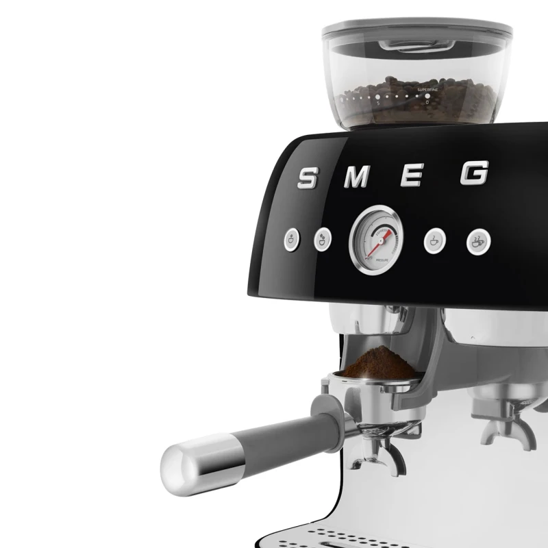 Smeg - Macchina per Caffè Espresso Manuale con Macinacaffè - Nero