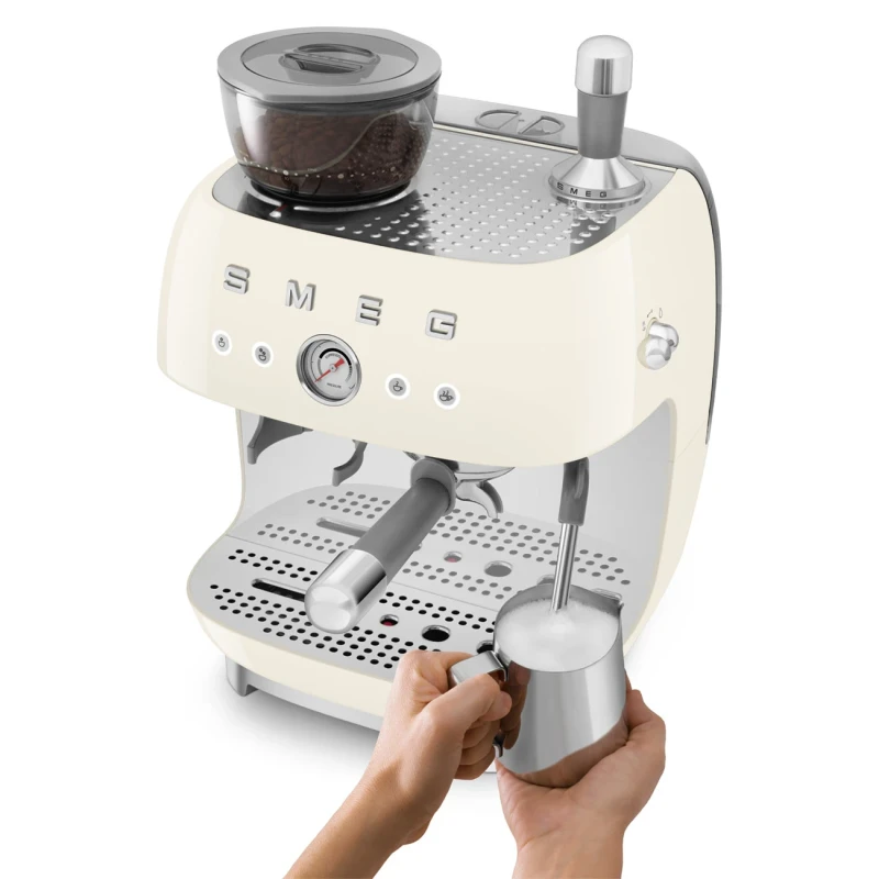 Smeg - Manual Espresso Machine with Grinder - Cream