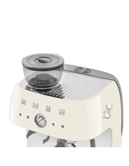 Smeg - Macchina per Caffè Espresso Manuale con Macinacaffè - Panna