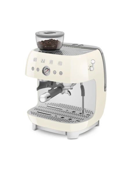 Smeg - Macchina per Caffè Espresso Manuale con Macinacaffè - Panna