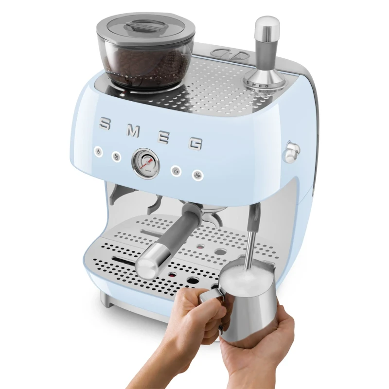 Smeg - Manual Espresso Machine with Grinder - Light Blue