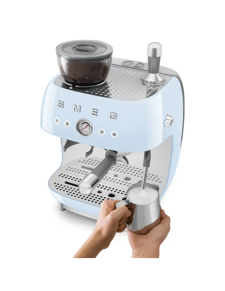 Smeg - Macchina per Caffè Espresso Manuale con Macinacaffè - Azzurro