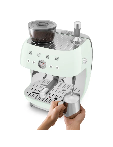Smeg - Macchina per Caffè Espresso Manuale con Macinacaffè - Verde Pastello