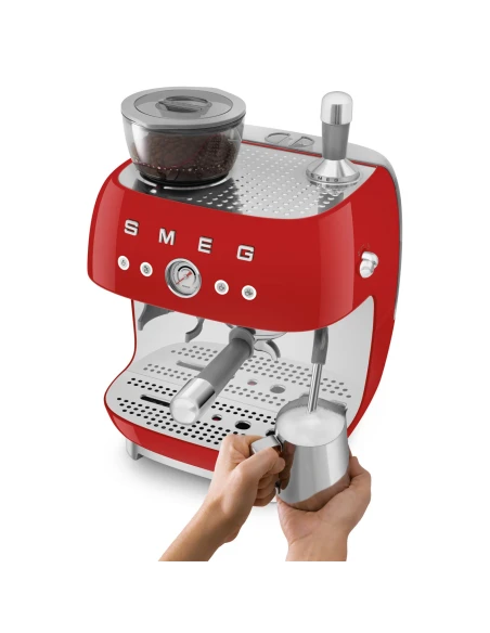 Smeg - Manual Espresso Machine with Grinder - Red