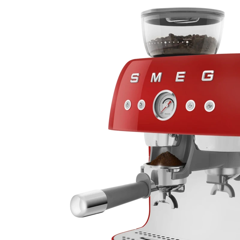 Smeg - Manual Espresso Machine with Grinder - Red