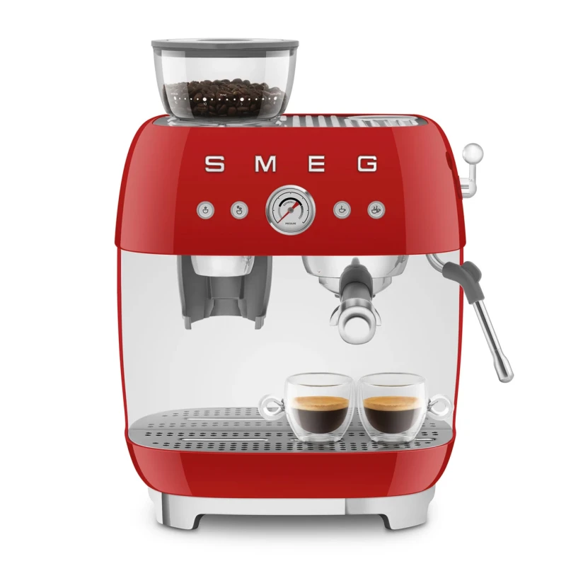 Smeg - Macchina per Caffè Espresso Manuale con Macinacaffè - Rosso