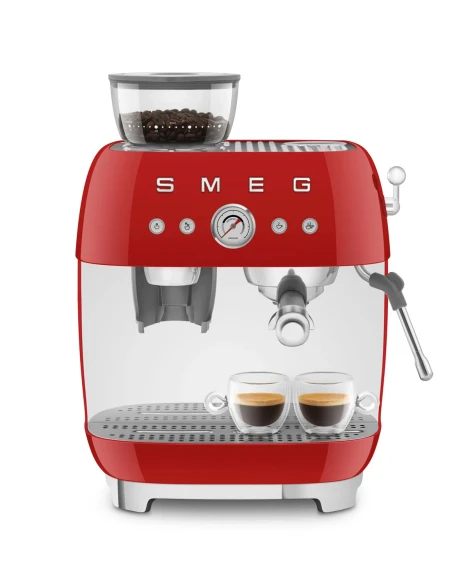 Smeg - Macchina per Caffè Espresso Manuale con Macinacaffè - Rosso