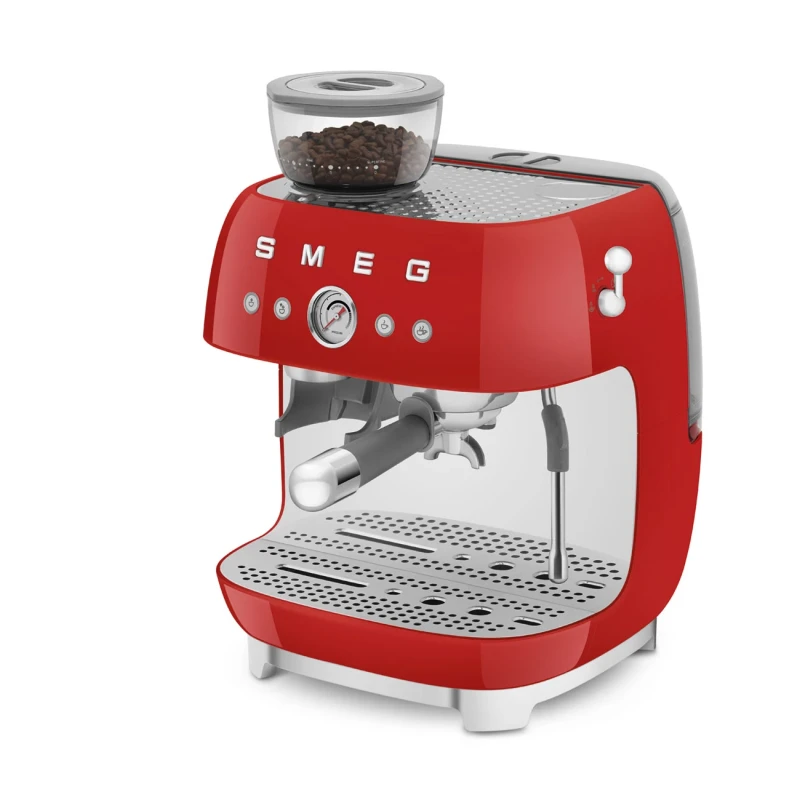 Smeg - Macchina per Caffè Espresso Manuale con Macinacaffè - Rosso
