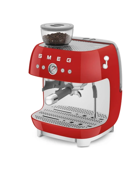 Smeg - Macchina per Caffè Espresso Manuale con Macinacaffè - Rosso