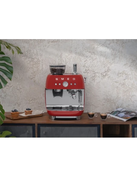 Smeg - Macchina per Caffè Espresso Manuale con Macinacaffè - Rosso