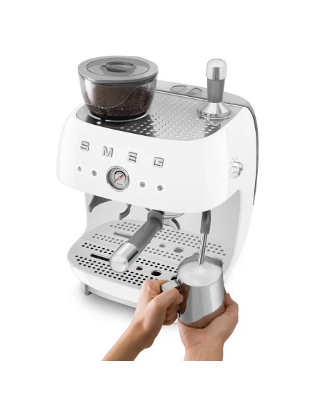 Smeg - Macchina per Caffè Espresso Manuale con Macinacaffè - Bianco
