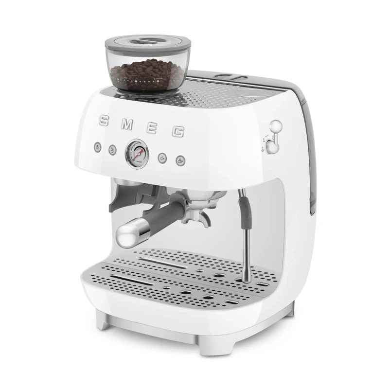 Smeg - Macchina per Caffè Espresso Manuale con Macinacaffè - Bianco