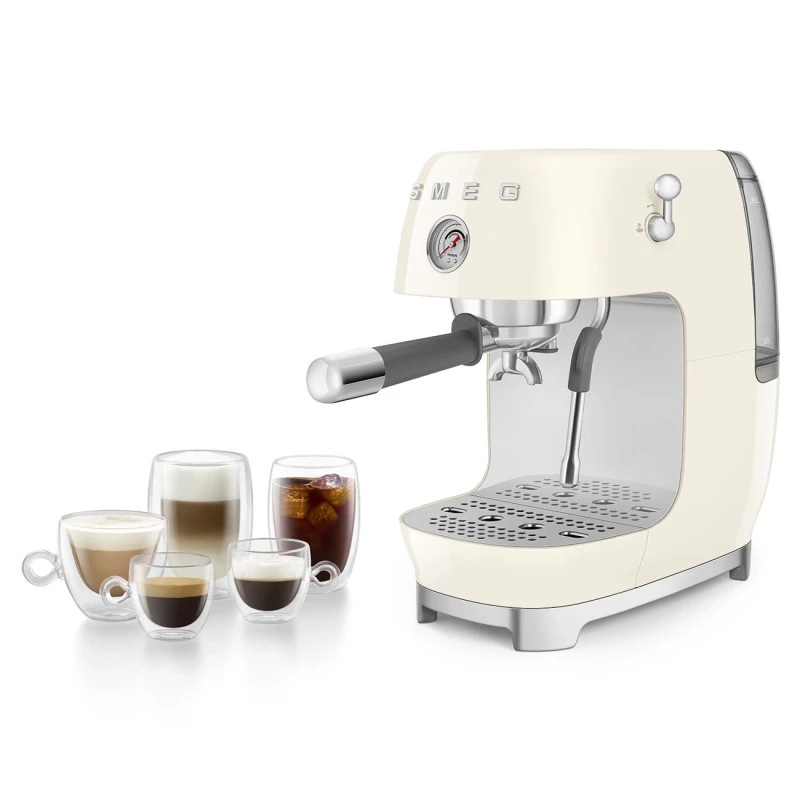 Smeg - Manual Espresso Coffee Machine with Cold Brew - Glossy Cream