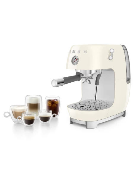 Smeg - Macchina da Caffè Espresso Manuale con Cold Brew - Panna Lucido