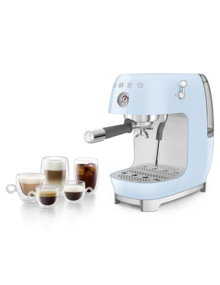 Smeg - Macchina da Caffè Espresso Manuale con Cold Brew - Azzurro Lucido
