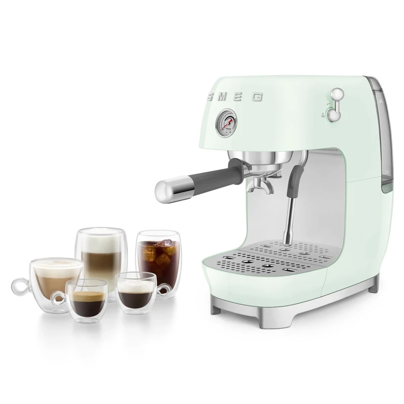 Smeg - Macchina da Caffè Espresso Manuale con Cold Brew - Verde Pastello Lucido