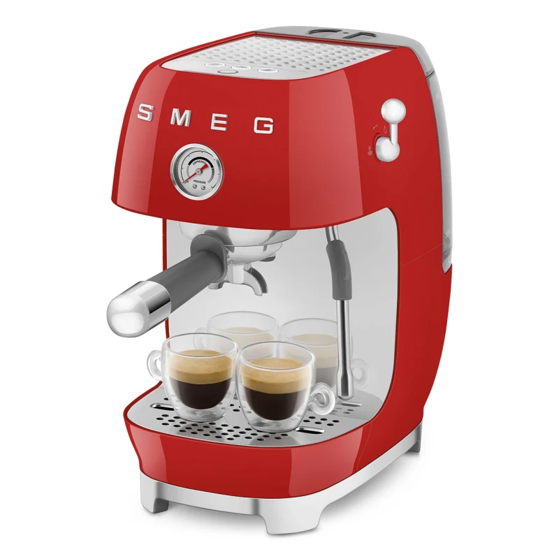 Smeg - Macchina da Caffè Espresso Manuale con Cold Brew - Rosso Lucido