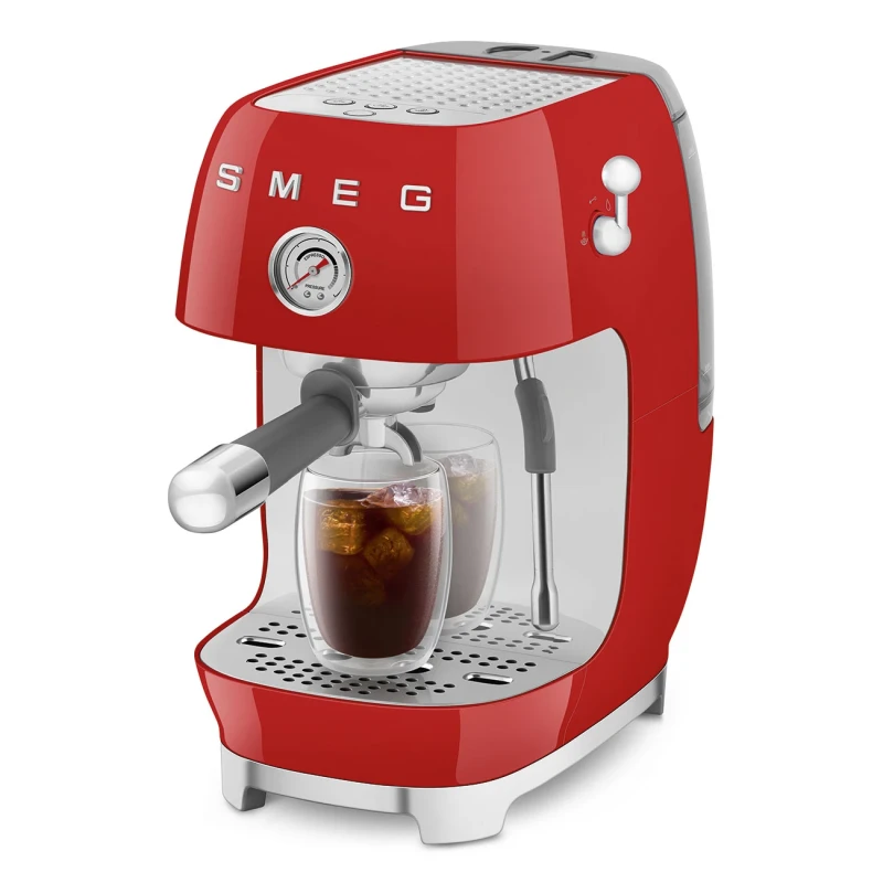 Smeg - Macchina da Caffè Espresso Manuale con Cold Brew - Rosso Lucido