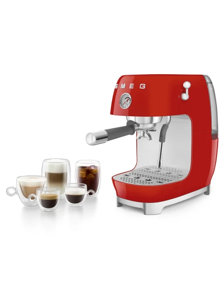 Smeg - Manual Espresso Coffee Machine with Cold Brew - Glossy Red