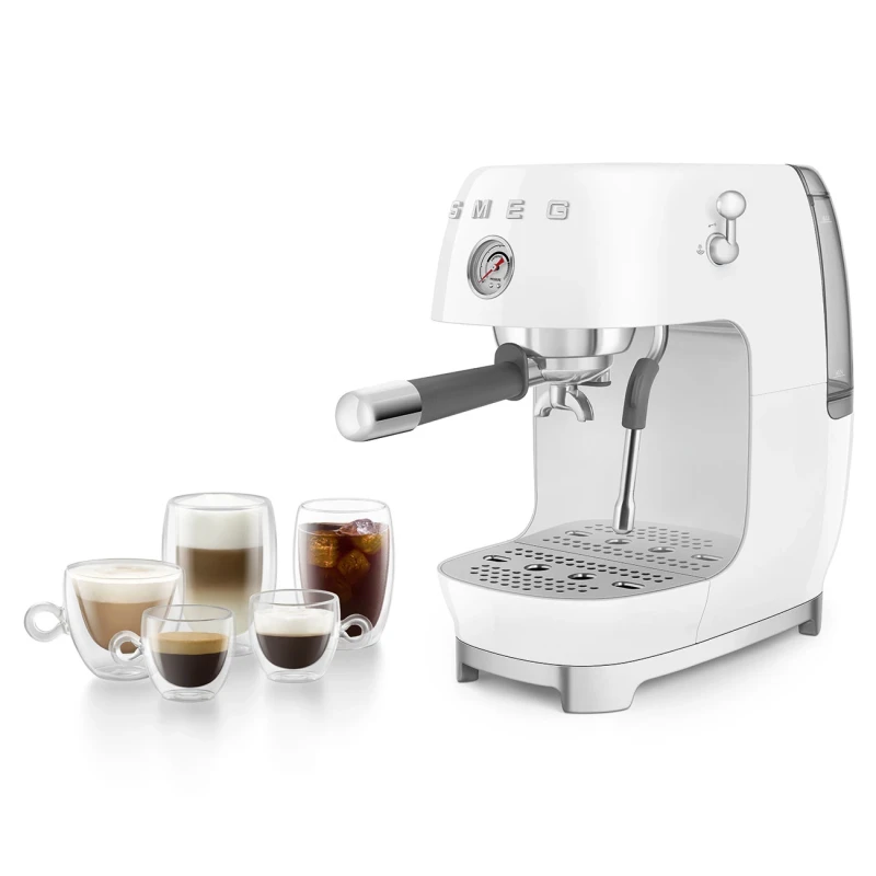 Smeg - Macchina da Caffè Espresso Manuale con Cold Brew - Bianco Lucido