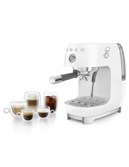 Smeg - Macchina da Caffè Espresso Manuale con Cold Brew - Bianco Lucido