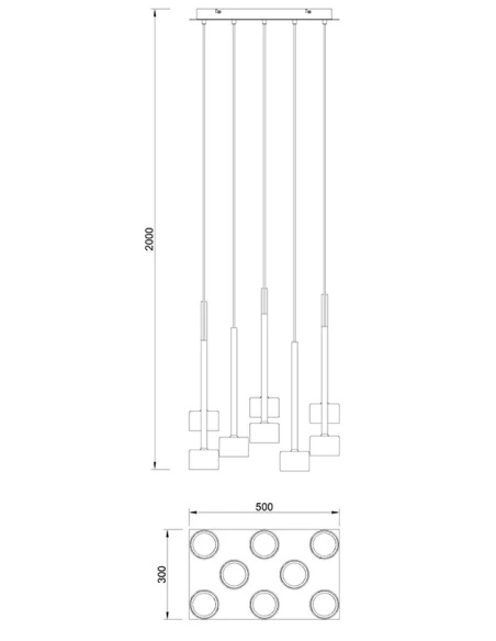 Mantra - Tonic Lampada a Sospensione Rettangolare - Multicolore