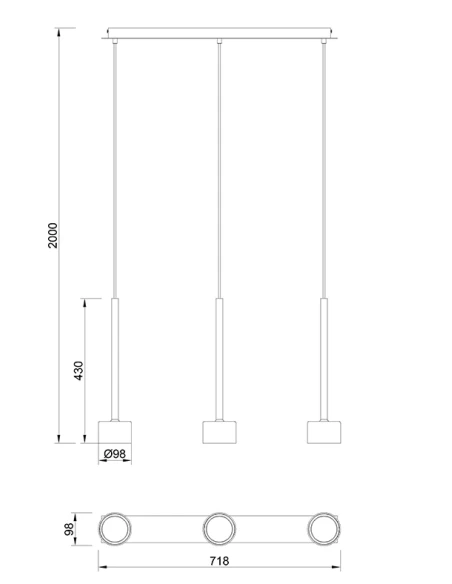 Mantra - Tonic 3-Light Pendant Lamp - Transparent