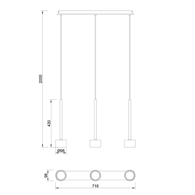 Mantra - Tonic 3-Light Pendant Lamp - Bronze