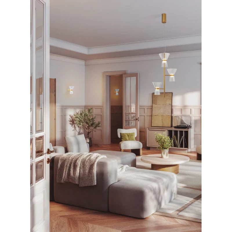 Mantra - New York 3-Shade Pendant Lamp - Gold