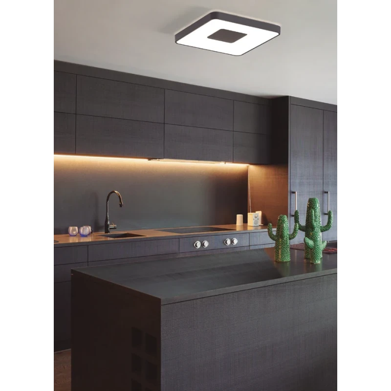 Mantra - Coin Lampada da Soffitto Quadrata - Nero
