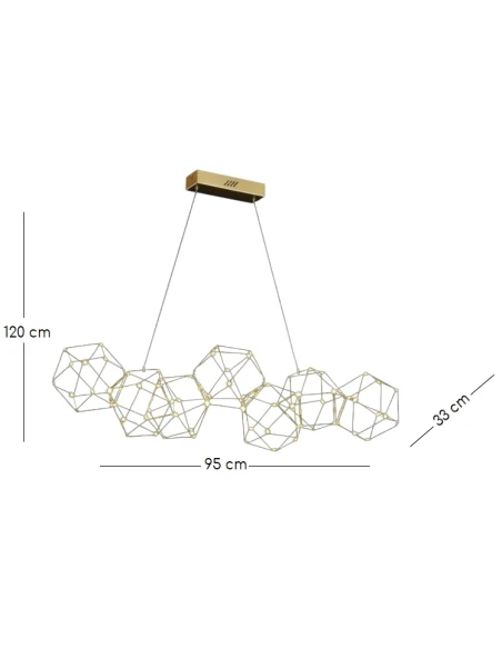 Illuminati - Lucciola Lampada a Sospensione Lineare - Oro