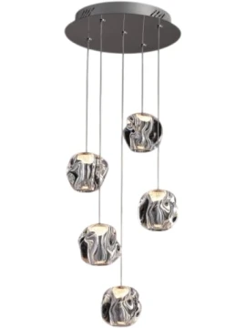Illuminati - Ciottolo Lampada a Sospensione 5 Luci - Cromo Lucido