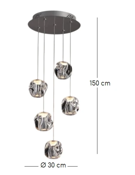 Illuminati - Ciottolo 5-Light Pendant Lamp - Polished Chrome