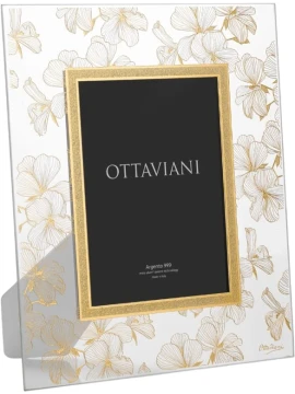 Ottaviani - Portafoto Cristallo Fiori di Pesco - Foglia Oro